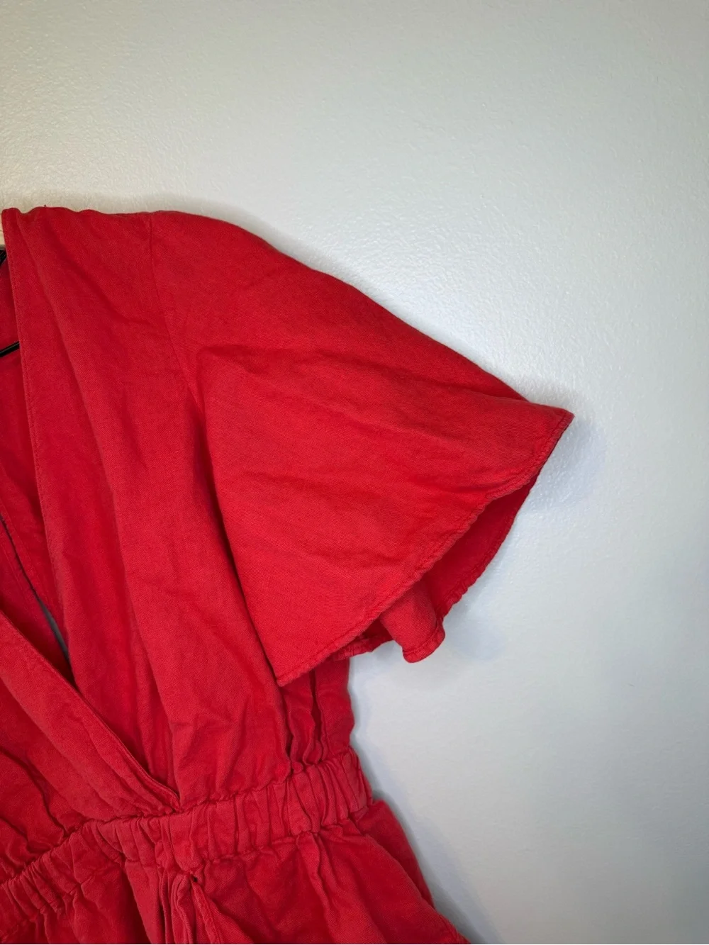 Red Zara Linen Playsuit Size S